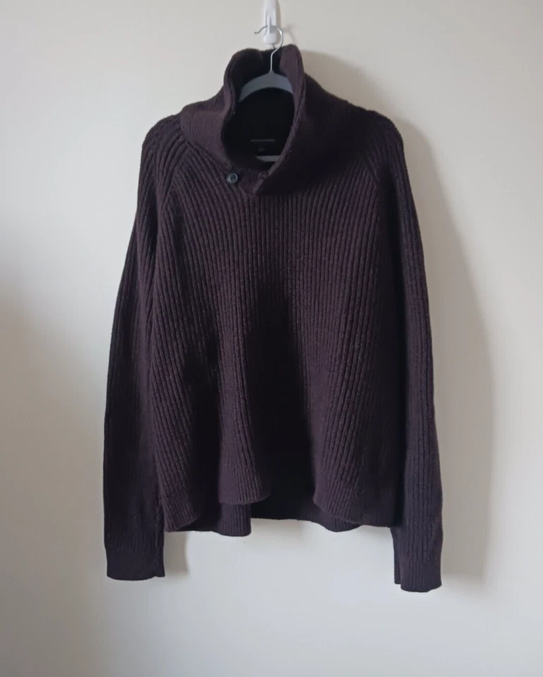 Banana Republic Mens Wool Blend Sweater Pullover Sz 2XL Brown Shawl Neck Henley - Image 1 of 4