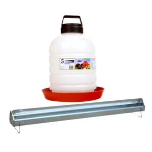 FARM-TUFF Automatic Poultry Fountain Waterer & Metal Poultry Feeder, Combo Pack - Picture 1 of 1