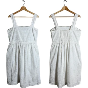 Chelsea & Violet Lace Eyelet Smocked Midi Dress Women's Large White Cottagecore - Picture 1 of 14