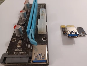 PCI-E 1x to 16x Powered USB3.0 GPU Riser Extender Adapter Card Board Cable - Bild 1 von 3
