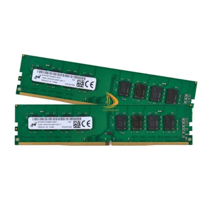 Micron 2x 16GB 2RX8 PC4-2400T DDR4 RAM 19200MHz 288Pin UDIMM Desktop Memory - Image 1 of 4