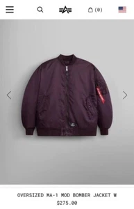 Alpha Industries Womens Oversized MA-1 Mod Flight Jacket size Small Bomber NWOT - Picture 1 of 6