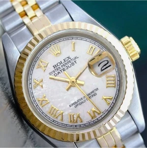 Rolex Datejust Ladies Two-Tone White Mother of Pearl Roman Numeral Watch 26mm - Picture 1 of 21