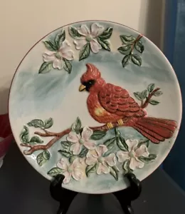 Red Cardinal 3-D Plate 8 Inches Perfect Condition - Picture 1 of 5