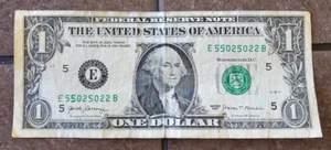 $1 Dollar Bill True Trinary E55025022B Fancy Serial Number 2017 Richmond VA - Picture 1 of 3