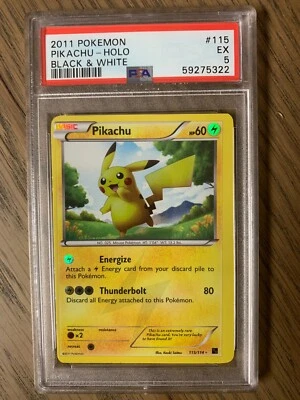 PSA 5 - Pokemon Miscut PIKACHU - Black & White - 115/114 MISPRINT Secret Rare - Image 1 of 2
