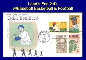 Land's End 21D Jackie Robinson Baseball Basketball Football Briefmarken Kombination - Bild 1 von 1