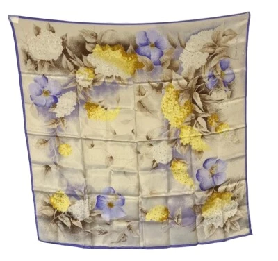 Oscar de la Renta Womens Silk Floral Multicolor Scarf 26x26 Accessory - Image 1 of 4