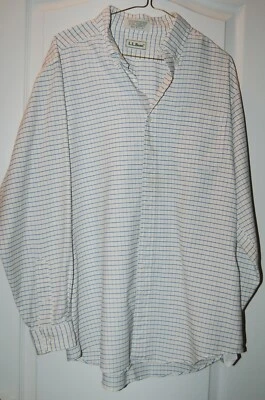 Camisa Hombre 16.5 L L Bean 35 Manga Larga Blanco Azul Amarillo Cuadros Mezcla Algodón Foto 1 de 4