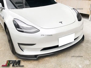 Fits 2017-2020 Tesla Model 3 Carbon Fiber CF Front Bumper Lip Splitter - Bild 1 von 4