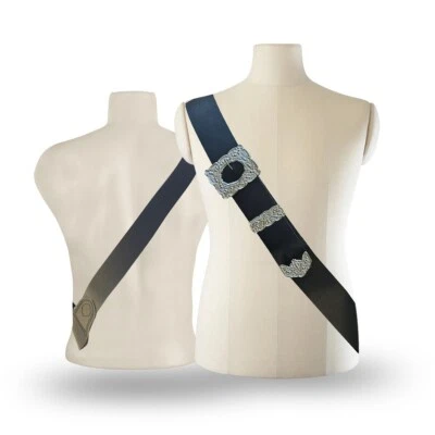 Scottish Bagpipe Piper Cross Belt Klit Leather With Thislt Mount Chrome AAR New