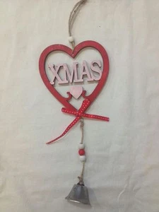 Xmas - Corazón de Madera 13cm Y Campana -filippo Casa - X Árbol de Navidad - Imagen 1 de 1