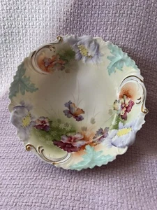 Unmarkiert RS Preußen Blumenschale, Vintage groß Steil 3 Formen Stiefmütterchen schön - Bild 1 von 8
