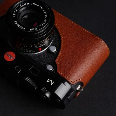 Medio estuche de cuero genuino hecho a mano para cámara para Leica M M-P M240 Foto 1 de 4