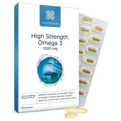 Healthspan High Strength Omega 3 1000mg 120 Capsules for Heart Health