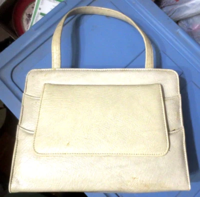 Vintage JR? Bolso sin asas MCM de cuero sintético beige gris para dama Foto 1 de 4
