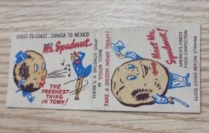 Mr. Spudnut Mascot Potato Based Doughnuts Donuts Matchbook Cover Advertisement - Picture 1 of 3