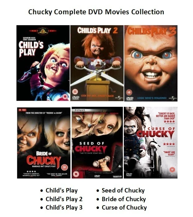 Chucky Complete Movie Collection DVD All 6 Film Childs Play Curse of Bride Seed