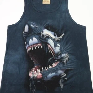Camisa The Mountain Sharks Attack Para Hombres Camiseta sin Mangas Mediana Tie Die Ocean Ripped - Imagen 1 de 5