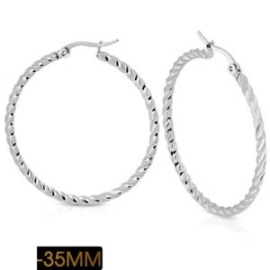 Par De Pendientes Criollos Mujer Acero Inoxidable Trenzadas 35mm GEO340 - Imagen 1 de 1