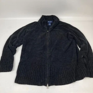 Denim Co. Strickjacke Pullover Damen Medium schwarz durchgehender Reißverschluss Stehkragen A44255 - Bild 1 von 9