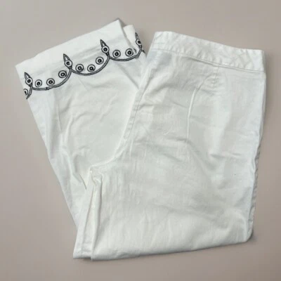Requisitos Pantalones Capri Talla 12 Blanco Recto Negro Patrón En Tobillos Foto 1 de 4