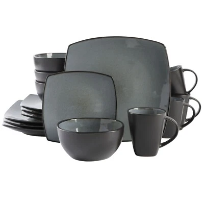 Gibson Soho Lounge Square 16-Piece Dinnerware Set - Eclipse - Image 1 of 4