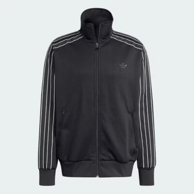 Chaqueta de Pista Adidas L Para Hombre Negra 3 Rayas Cómoda Suelta Bolsillos con Cremallera Completa Nueva Foto 1 de 4