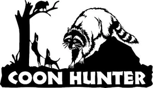Coon Dog Hunter Hunting Raccoon Treeing Window Laptop Vinyl Decal Sticker - Picture 1 of 2