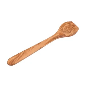 Cuchara de madera de oliva tallada a mano, cuchara mezcladora/revuelva con 2 puntos, utensilios seguros - Imagen 1 de 7