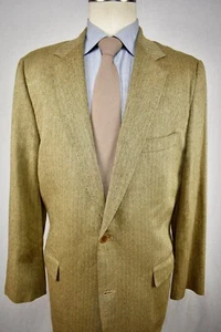 Southwick Light Brown Herringbone Silk/Wool Blend Two Button Sport Coat Sz: 44L - Picture 1 of 11