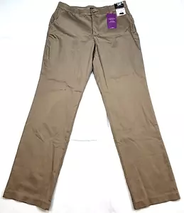NWT Lee Stretch Straight Leg Mid Rise Women 10 M Tan Flax Pants Ultra Soft Waist - Picture 1 of 12