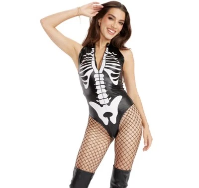 Tipsy Elves' Women's Skeleton Sleeveless Halloween Costume Bodysuit New Size L - Image 1 of 4