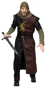 Valiant Knight Adult Men's Costume Hooded Tunic With Chain Funworld Plus Size - Picture 1 of 1