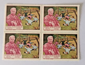 Italy 1970 Maria Montessori 50 Lire Stamp Block - MNH - Educator Tribute EDUCATI - Picture 1 of 1