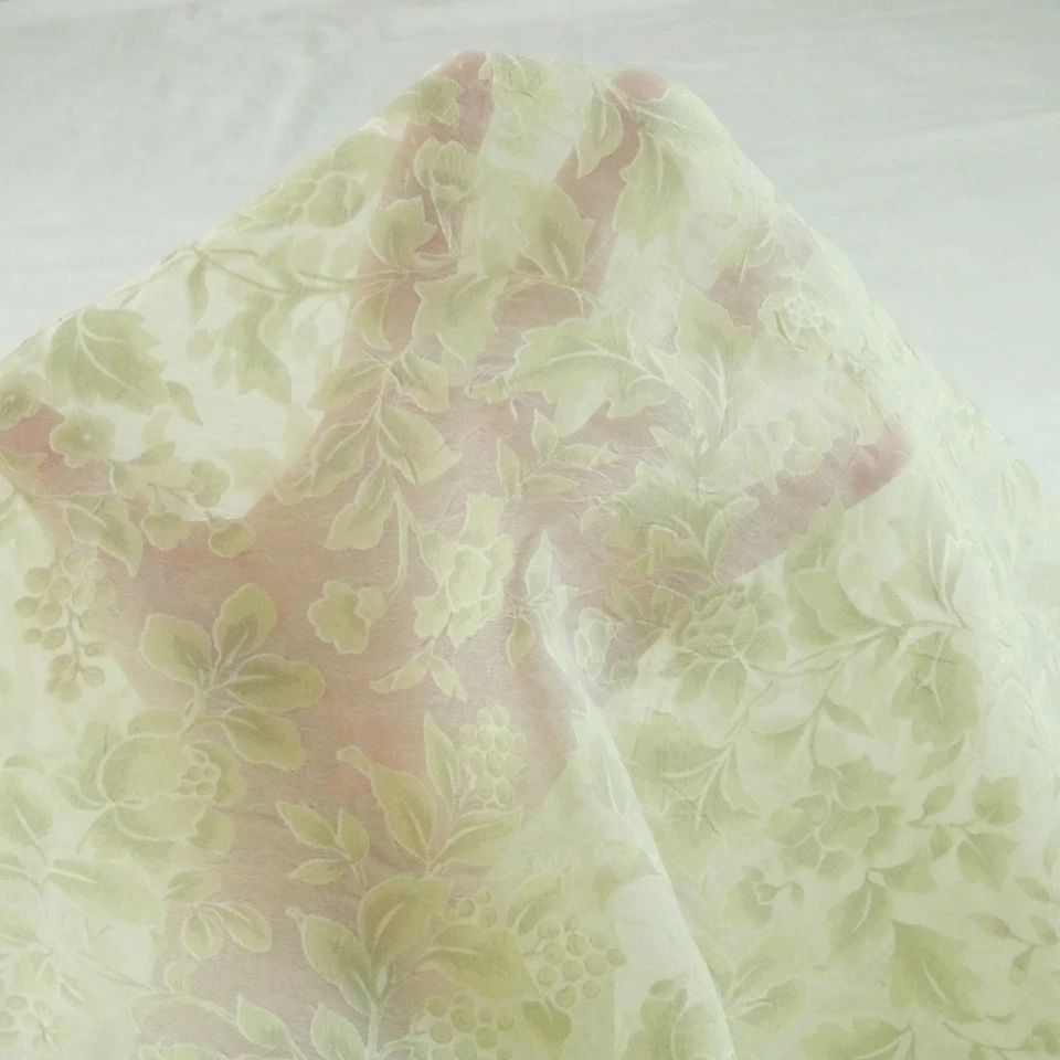 Cortinas de tela de gasa transparente vintage 6 años+ x 55" floral rosa etérea verde salvia Foto 1 de 4