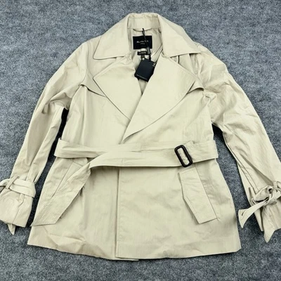 Gabardina Massimo Dutti longitud media frente abierto color tostado desnudo con cinturón talla XS Foto 1 de 4