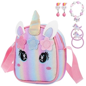 Rainbow Bag Bracelet Set Unicorn Crossbody Purse Bags - Picture 1 of 11