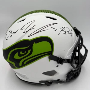 JAXON SMITH-NJIGBA*SAM DARNOLD*COOPER KUPP SEAHAWKS AUTH LUNAR ECLIPSE HELMET-FA - Picture 1 of 12