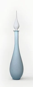 VTG Empoli Cased Glass Blue White Barware Italy Retro MCM Large Decanter - Picture 1 of 15