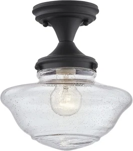Design House Vintage-Inspired Schoolhouse Semi-Flush 1 Light, Matte Black  - Picture 1 of 16