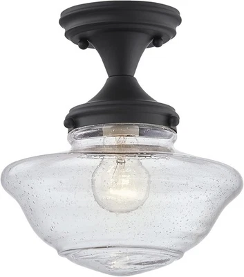 Design House Vintage-Inspired Schoolhouse Semi-Flush 1 Light, Matte Black  - Image 1 of 4