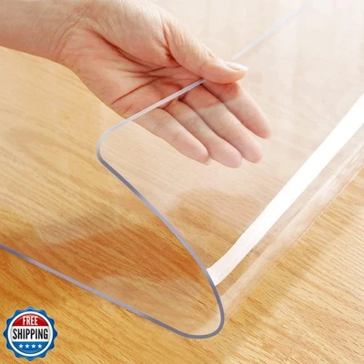 Rectangular Plastic Clear Desk Pad 1.5mm Thick 22x44 Inches Water - Image 1 of 4