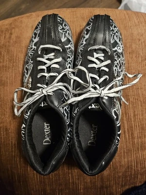 Dexter Women's Bowling Shoes US Size 10 M Black Heart Pattern Slide Rite Preown - Image 1 of 4