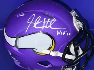STEVE HUTCHINSON MINNESOTA VIKINGS HOF 20 JSA AUTHENTICATED SATIN SIGNED MINI - Picture 1 of 2