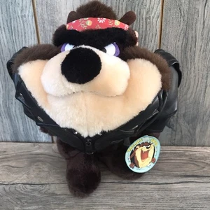 De colección TAZMANIAN DEVIL Looney Tunes Peluche Animal 1993 Chaqueta de Motociclista 10" TAZ - Imagen 1 de 6