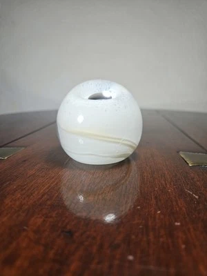 Vintage Caithness Starstone Mottled White Yellow Scottish Art Glass Paperweight - Image 1 of 4