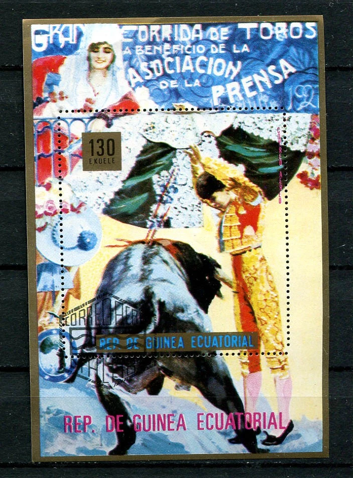 Guinea Ecuatorial: Hoja de recuerdo taurino de 1975 - CTO Foto 1 de 1