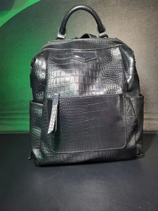Simply Vera Wang Mini Backpack Black Straps Faux Crocodile Leather Travel - Picture 1 of 13