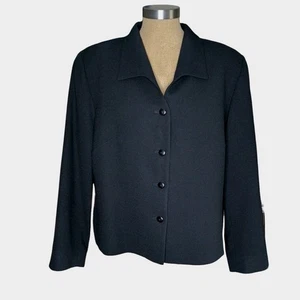 Pendleton Blazer Womens Sz 16W 100% Virgin Wool Black Button Front Lined USA Vtg - Picture 1 of 11